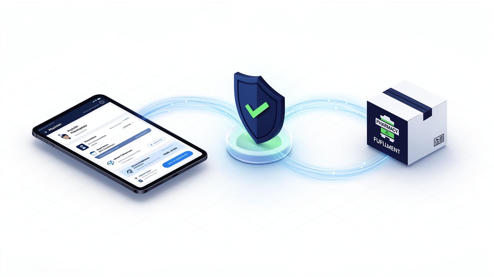Provider, secure submission, pharmacy fulfillment, patient delivery